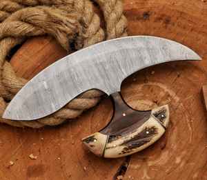 Cuchillo Ulu de Acero de Damasco de Primera Calidad, Cuchillo para Pizza Hecho a Mano, Cuchillo Ulu de Acero Estilo Vikingo OEM con Mango de Madera - Product Image 2