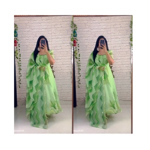 ชุดกาวน์ยี่ห้อ Anarkali ดีไซน์เนอร์ระดับพรีเมียมพิมพ์ลายดิจิทัลชุดผ้าไหมออร์แกนซ่าทันสมัยพิมพ์ลายสำหรับตกแต่ง - Product Image 1