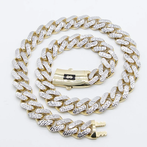 Solid Real Gold Plated Cuban Chain Necklace Men's Hip Hop Style Cubic Zirconia Micro Pave Link Chain Jewelry - Product Image 4