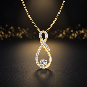 Pendentif infini en or jaune et diamants Vaayu Jewels, bijoux de mariage pour femmes, style romantique, or 10K 14K 18K, argent 925 935 - Product Image 1