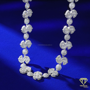 Luxury <b>Tennis</b> Chain <b>Necklace</b> Alternating Round And Double Loop Stone Links Iced Out Fashion Jewelry - Product Image 2