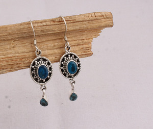 :925 <b>Sterling</b> <b>Silver</b> Natural Blue Topaz <b>Earrings</b> Handmade Swiss Blue Gemstone Jewelry Oval Cut Icy Blue <b>Dangle</b> <b>Earrings</b> - Product Image 2