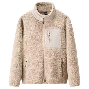 Winter Men's Casual Eco-Friendly <b>Fleece</b> <b>Jacket</b> <b>with</b> Patchwork Pockets Sherpa <b>Lining</b> Hooded Zip Closure Factory Customized - Product Image 4