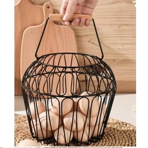 Panier de rangement décoratif pour œufs en fil métallique, style unique, avec poignée confortable, pour la cuisine et la maison - Product Image 3