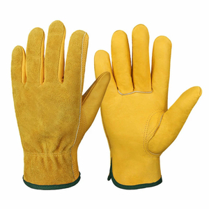 Guantes de Trabajo de Cuero Amarillo, Textura Lisa, Antideslizantes, Resistentes a la Abrasión, Puño Recto, Guantes de Seguridad de Uso General - Product Image 5