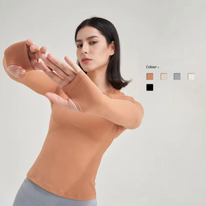 Camisetas Largas Deportivas para Mujer, Tallas Grandes, Sólidas, Elásticas en Cuatro Direcciones, Antibacterianas, de Secado Rápido, con Spandex, Personalizadas, Ajustadas, de Manga Larga - Product Image 6