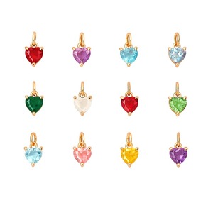 <b>Rose</b> Gold Heart Shape Birthstone Pendant Faceted Gemstone Charm Prong Set Handmade Jewelry Making Accessory Gift for Women - Product Image 1