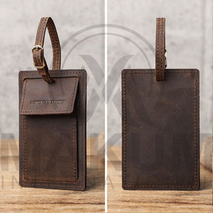 Étiquette de bagage en cuir véritable personnalisée, étiquette en cuir de vachette pour sacs - Product Image 3
