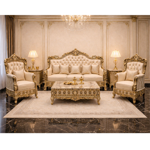 Meubles de salon classiques inspirés du style baroque, acheter un ensemble de canapés en bois confortable de style européen à cinq places, vente en Australie - Product Image 1