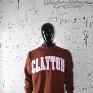 CLAYTON BROWN <b>Mock</b> <b>Neck</b> Sweatshirt 100% WHITE Applique Embroidery wide <b>neck</b> Sweatshirt Finer Threads - Product Image 5