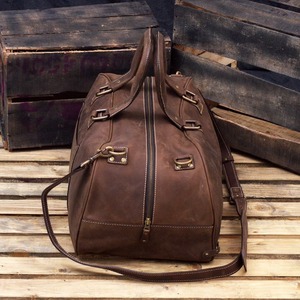 กระเป๋าเดินทางหนังแท้คุณภาพดี งานแฮนด์เมดสไตล์วินเทจ ขนาดใหญ่ จุของได้เยอะ สะพายได้ ปรับสายสะพายได้ - Product Image 3