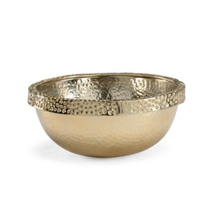 Elegante tazón de metal para chocolate y dulces con diseño martillado en color dorado, ideal para frutas y chocolate cremoso, perfecto como regalo para fiestas. - Product Image 4
