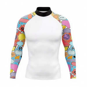 Camiseta de Compresión para Hombre, Rashguard de Jiu Jitsu MMA, Traje Rojo de Manga Larga, Protección UPF50+, Poliéster/Spandex, para Natación y Surf - Product Image 5