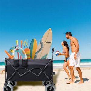 Chariot pliable robuste XL 300L avec roues tout-terrain de 9 po x 4 po, capacité de 480 lb pour le sable, les terrains accidentés et le camping - Product Image 6
