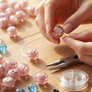 Cuentas de vidrio transparente hechas a mano con técnica de lampwork – Paquete de 50 cuentas redondas de 12 mm para la elaboración de joyas y proyectos de manualidades DIY - Product Image 6