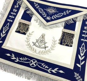 Past Master Blue Lodge - Parche de cuero para delantal con broche de seguridad, bordado con cuentas en blanco, azul real y plateado - Product Image 4