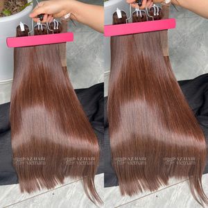 Top Quality 100% Raw Vietnamese <b>Hair</b> Extensions Super Double Drawn Weft Straight Natural Brown Ready To Ship - Product Image 1