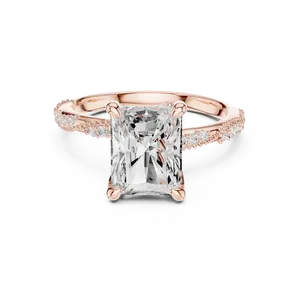 Anillo de Compromiso con Diamante Cultivado en Laboratorio de Corte Radiante de 2.5ct, con Piedras Laterales, Oro Sólido de 10K, 14K, 18K, Certificado IGI, Color E, Joyería Fina - Product Image 5