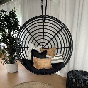 Reclined hanging chair pod eco friendly natural rattan furniture outdoor double <b>egg</b> swing chairs - Product Image 6