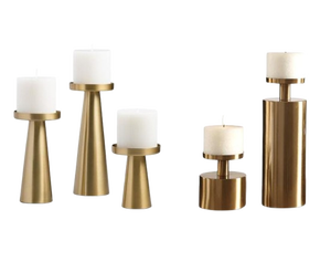 Ensemble de bougeoirs décoratifs en métal doré de luxe, chandeliers hauts et courts pour la maison, les mariages, les événements et les centres de table - Product Image 2