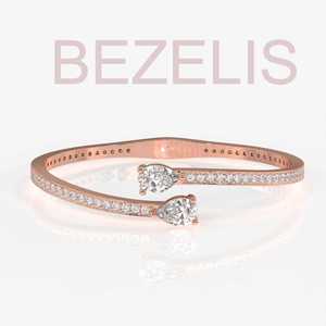Magnifique bracelet ouvert en diamant de poire certifié de laboratoire, design moderne et élégant, accessoire de mode haut de gamme. - Product Image 4