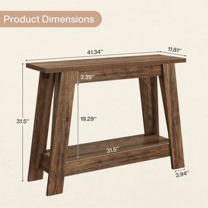 Farmhouse-Style Double Layer <b>Open</b> Shelf Console Table with <b>Storage</b> for Entrance Foyer or Sofa - Product Image 6