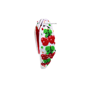 Diadema Hecha a Mano con Cuentas de Cereza, Accesorio para el Cabello con Cuentas Decorativas, Diadema Personalizada para Fiestas - Product Image 1