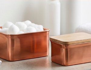 Contenedores de Almacenamiento de Especias de 2 Niveles con Tapa de Madera y Diseño Cuadrado de Cobre, Perfectos para la Organización de Utensilios de Cocina Rústicos - Product Image 3