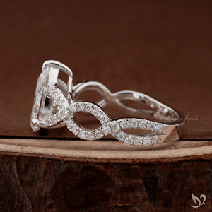 2CT Pear Cut Lab Diamond Engagement <b>Ring</b> IGI Certified Twisted Pave <b>Split</b> Band 10K White Gold - Product Image 3