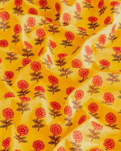 Tela de Algodón Ecológica Estampada a Mano en India, Diseño Floral Rosa Mostaza para Vestidos de Niñas, Decoración del Hogar, Ligera y Suave - Product Image 3