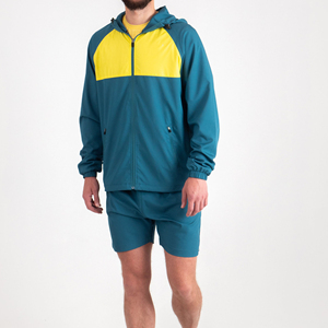 Lightweight Custom Men Winter 2-Piece Woven Satin <b>Wind</b> <b>Breaker</b> Streetwear Tracksuit Short Set Nylon Polyester OEM Private Labels - Product Image 2