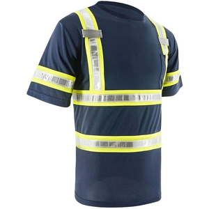 เสื้อยืดสะท้อนแสงแบบมองเห็นได้ชัดเจน สำหรับงานอุตสาหกรรม 男女 ใช้ได้ ผ้าฝ้าย ระดับ 1 สีน้ำเงิน ด้านล่างสีดำ กันน้ำ ระบายอากาศได้ดี ป้องกันการบาดเจ็บจากเข็ม - Product Image 4