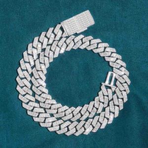 Collier chaîne cubaine de luxe sertie de pierres baguette, bijou hip-hop tendance, finition or blanc, cadeau unisexe - Product Image 3