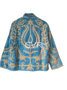 Abrigo bohemio de algodón bordado con estampado floral, cuello mandarín, manga larga, talla grande, ropa de abrigo de otoño para mujer - Product Image 1