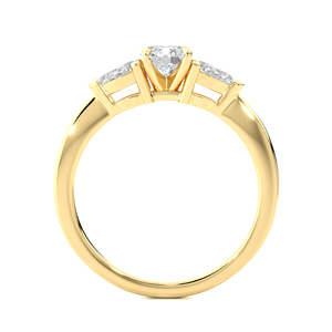 Anillo de Diamantes Naturales de Oro de 18K de Lujo al por Mayor, 0.9CT, 3 Piedras, Corte Pera y Redondo, Joyería de Diamantes para Boda para Mujer - Product Image 6