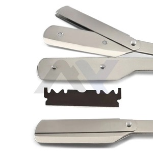Rasoir de barbier droit en bois de qualité supérieure, lame en acier inoxydable, support de lame à 3 trous avec verrouillage pivotant, logo personnalisé, toilettage professionnel du visage - Product Image 4