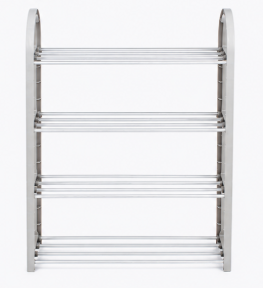 Étagère à chaussures en métal à 4 niveaux, dessus arqué, autoportante, moderne, gain de place, organisateur de rangement gris argenté, jusqu'à 11 paires, personnalisable - Product Image 3