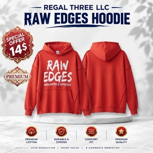 <b>Women</b> Oversized Raw Edges <b>Hoodie</b> 100% Cotton Knitted <b>Long</b> Sleeve Print Breathable Winter Wear Pullover Distressed <b>Hoody</b> Ladies - Product Image 1