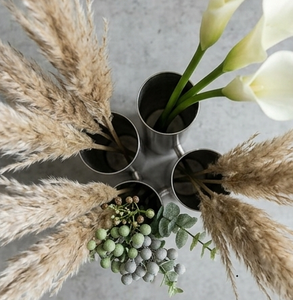 Modern Stainless Steel Tabletop <b>Vase</b> Set Silver Metal <b>Cylinder</b> Flower Pot For Wedding Home Decor - Product Image 3