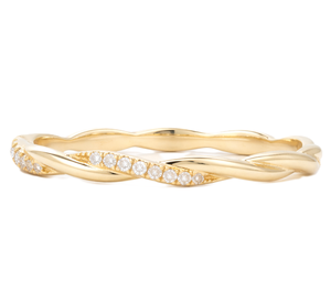 Manufacturing 14K Solid Gold Twisted Diamond <b>Wedding</b> Band Minimalist Pave Set Stackable Ring Round Lab Diamond Engagement Ring - Product Image 4