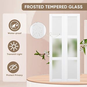 Porta Scorrevole in Legno Massello con Vetro Satinato a 3 Vetri, 30\"x80\", con Kit di Montaggio - Product Image 4