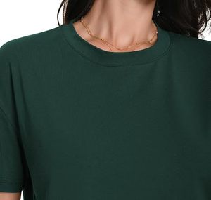 Custom Women's Green <b>Cropped</b> Crew Neck Gym wear T-Shirt Short Sleeve Knitted Solid Yoga <b>Top</b> - Product Image 5