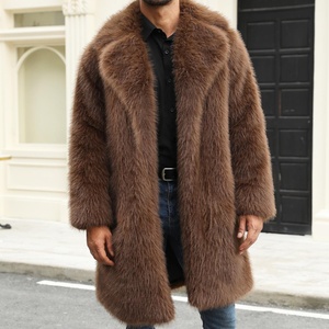 <b>Men's</b> Mid to <b>Long</b> Luxury <b>Men</b> <b>Long</b> Sleeve Winter <b>Mens</b> Warm Faux Fur <b>Coat</b> - Product Image 3