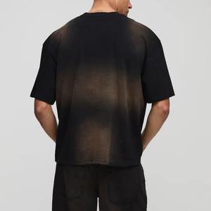 T-shirt surdimensionné noir délavé personnalisé, style streetwear vintage, pour homme, avec effet délavé à l'acide, fabricant OEM - Product Image 4
