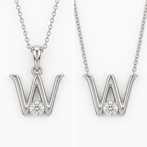 Colgante de Lujo con Letra W, Chapado en Oro de 18K y 14K, con Diamantes Redondos Brillantes, Diamantes Cultivados en Laboratorio y Naturales, Joyería Moderna para Regalo - Product Image 4