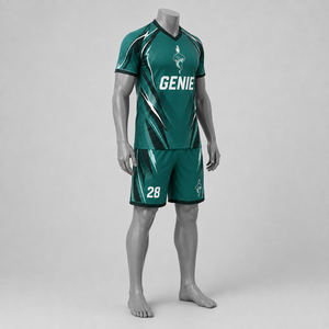 Tenue de football respirante pour adulte, numéro 28, en vente, ensemble uniforme de football pour homme Genie, impression par sublimation, polyester - Product Image 4
