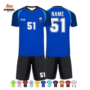 ชุดฟุตบอล DYNAMEL WEARS แบบสั่งทำพิเศษ คอวี แขนสั้น แห้งเร็ว สีน้ำเงิน-ดำ - Product Image 2
