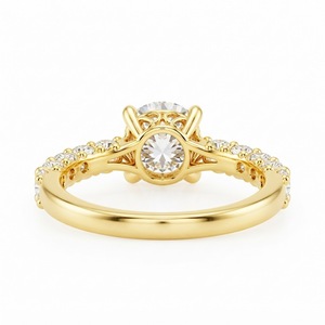 แหวนแต่งงานผู้หญิงชุบทองคำขาว 14K ประดับเพชรโมอิสซาไนต์ทรงกลมเจียระไนแบบเหลี่ยม แหวนทำมือสำหรับเธอ - Product Image 3