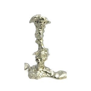 Chandelier conique en aluminium moulé 24 cm – Design effet goutte de cire, nickel poli, argenté, sculptural, fait main - Product Image 2
