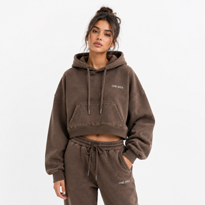 Sweat-shirt à capuche oversize pour femme ONE APEX, en coton molletonné lourd lavé, respirant, style streetwear - Product Image 4